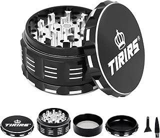 Gesponserte Anzeige – TIRIRS 7,5 cm, 4 Stück, Premium Kräutermühle – Aluminium Gewürzmühle mit Pollenschaber und Reinigung...