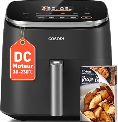 COSORI Air Fryer 6L TurboBlaze, Friteuse sans Huile 9-en-1, Moteur DC 5 Vitesses, Compacte, 53dB Silencieuse, -64% d’Énergie, Panier Antiadhésif Lave-Vaisselle, Jusqu’à 3-5 Personnes, 30-230°C