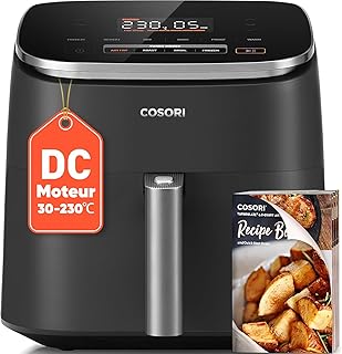 COSORI Air Fryer 6L TurboBlaze, Friteuse sans Huile 9-en-1, Moteur DC 5 Vitesses, Compacte, 53dB Silencieuse, -67% d'Énergie, Panier Antiadhésif Lave-Vaisselle, Jusqu'à 3-5 Personnes, 30-230°C