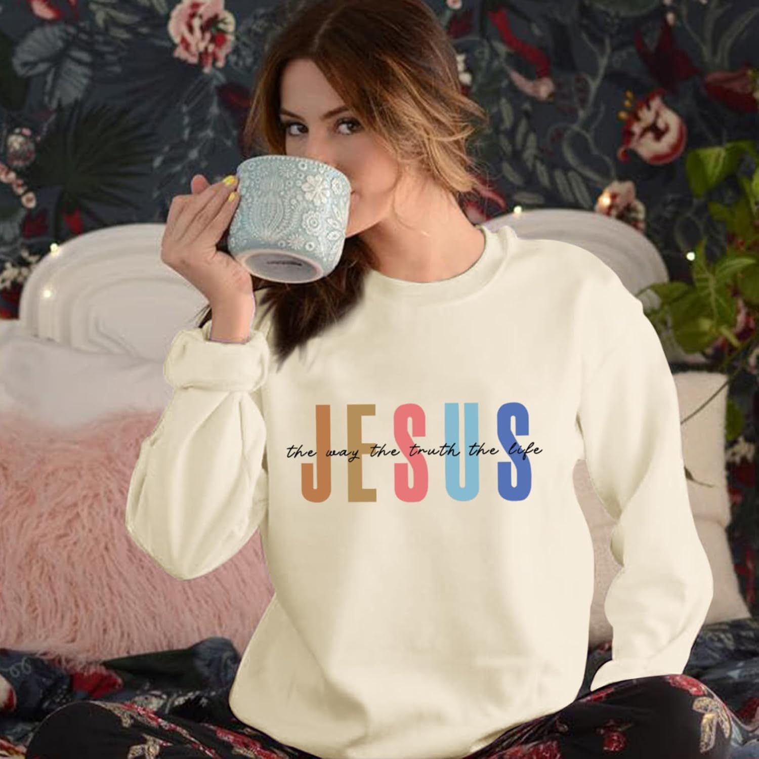 Christian Sweatshirts for Women Jesus Sweatshirt Religious Faith Inspirational Bible Verse Long Sleeve Pullover Tops - Image 3