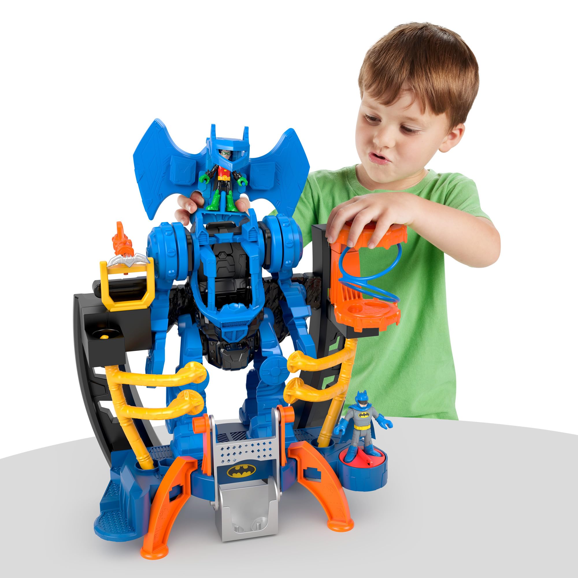 Fisher-Price Imaginext DC Super Friends Batman Robocentrum dowodzenia Zestaw do zabawy z odczepianym robotem (25 cm) oraz figurkami Batmana i Robina, dla dzieci od 3 roku życia, HML02