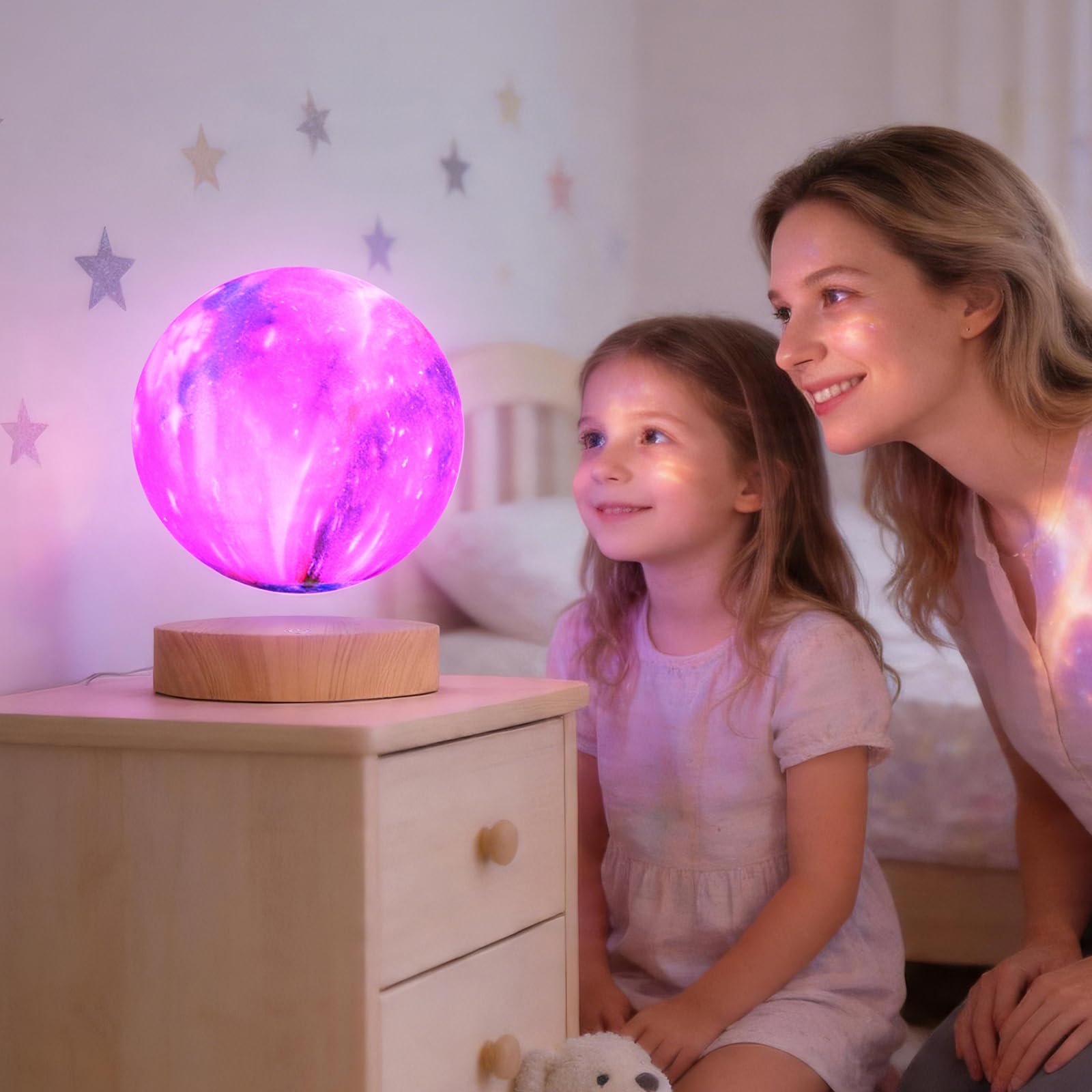 UVEHAS Lampada a luna levitante magnetica, lampada galassia, luna 3D, 16 colori, luce notturna a LED, illuminazione d'atmosfera con telecomando, decorazione da tavolo per casa, scrivania, per donne e