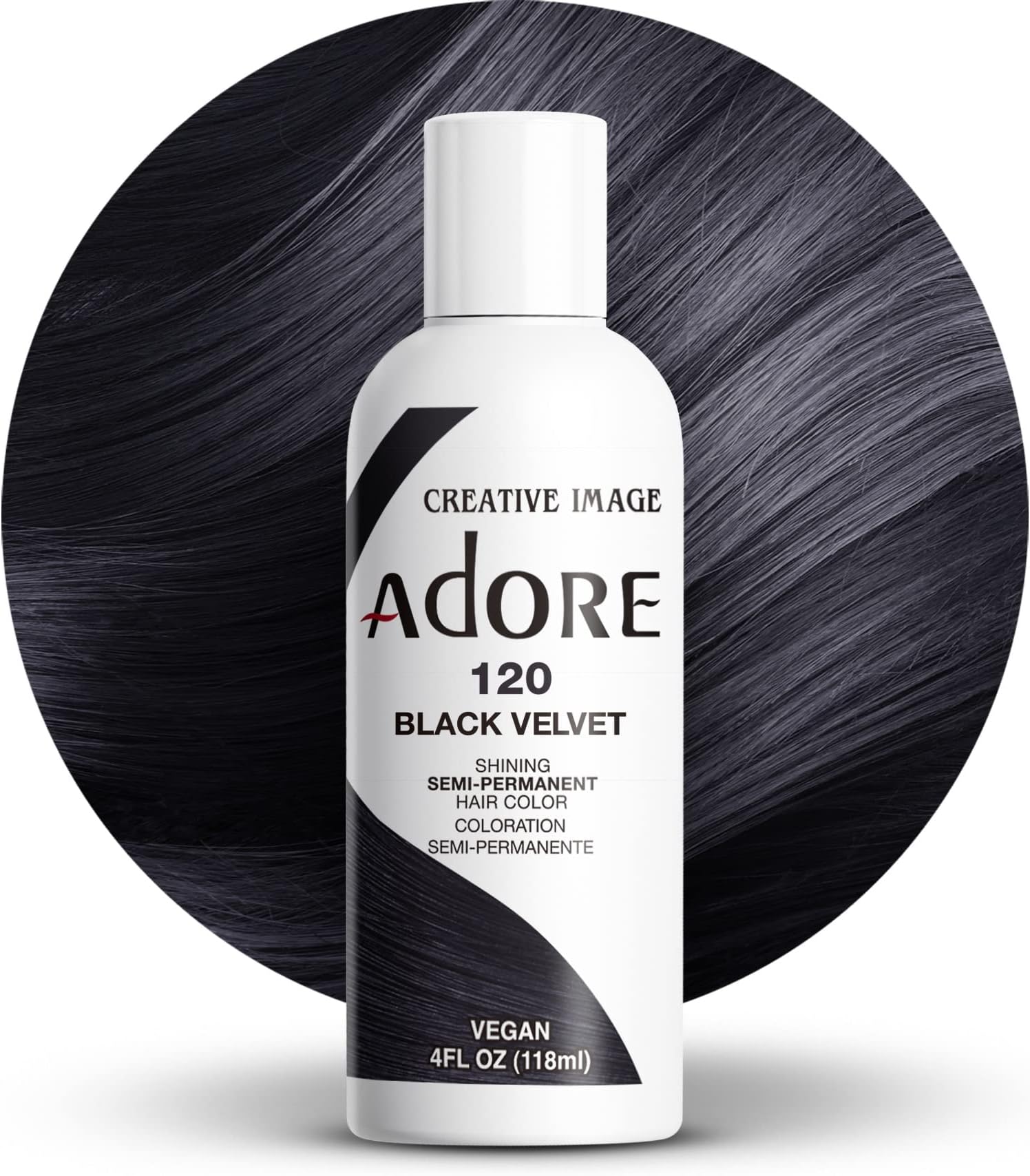 Semi Permanent Hair Color (120 Black Velvet) | Vegan & Cruelty-Free Black Hair Dye | No Ammonia, No Peroxide, No Alcohol | 4 Fl Oz