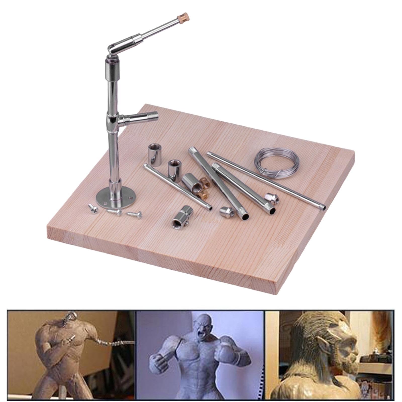 Oshhni Support pour figurines, sculptures et modèles, établi de modelage en argile, réglable, avec support combiné, Présentoir En Bois