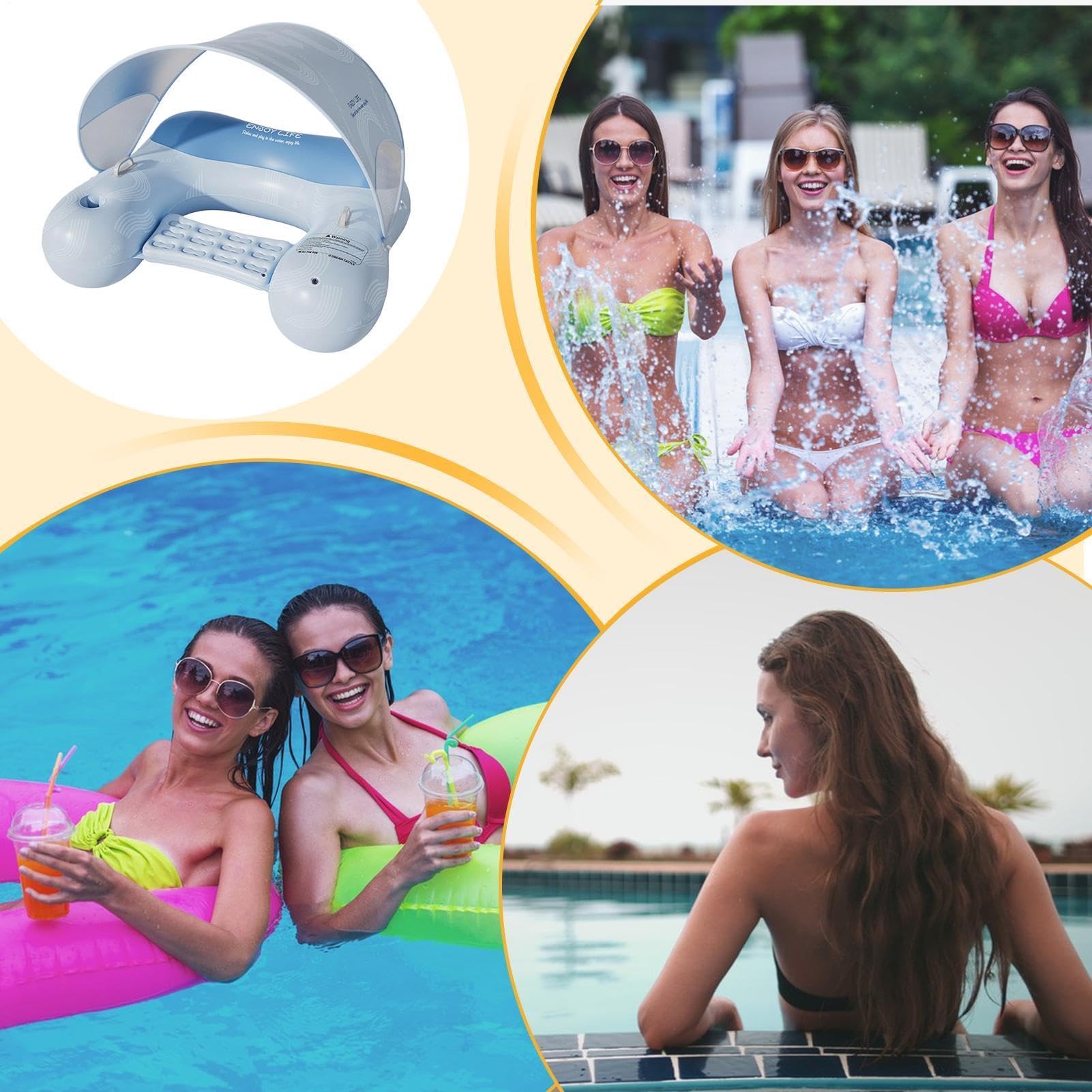 Galleggianti da piscina per adulti Sedia Da Nuoto Con Portabicchieri | Sedie Galleggianti da Piscina Per Adulti, Uomini, Nuoto, Abbronzatura, Festa, Spiaggia, Lago, Fiume, Giardino, , Esterno,