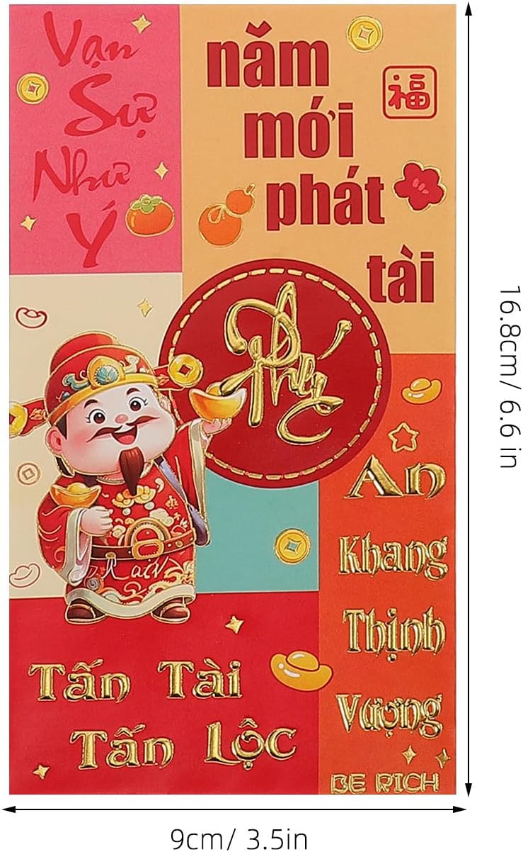 NUOBESTY 72pcs Chinese New Year Red Envelopes Lunar Lucky Money Packets for Party Wedding Celebration