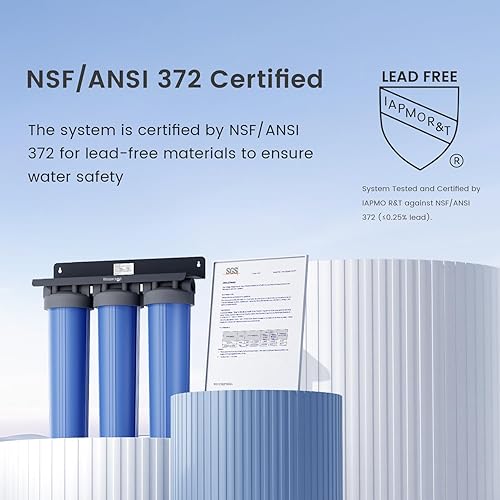 Miniatura 4 de Waterdrop Sistema de filtro de agua de 3 etapas para toda la casa, con filtro de carbono y filtro de sedimentos, filtración de 7 etapas que reduce