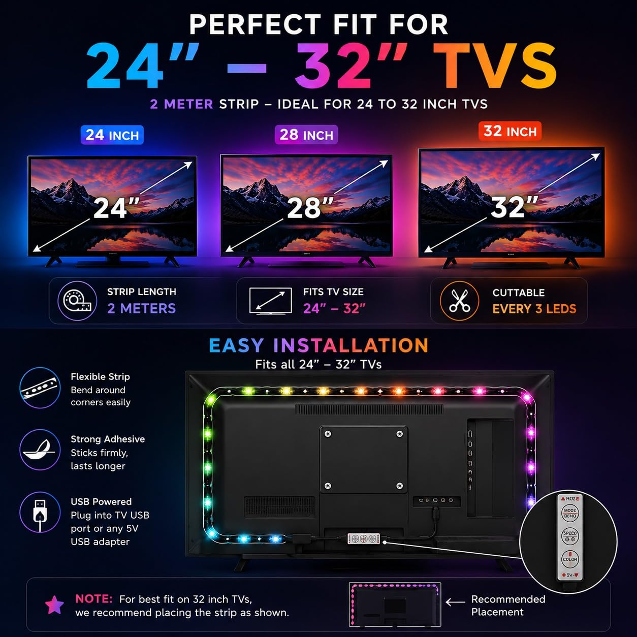 RGB LED Strip Light - Color Changing Mood Lighting -3 RGB LED Strip Light - Color Changing Mood Lighting -3