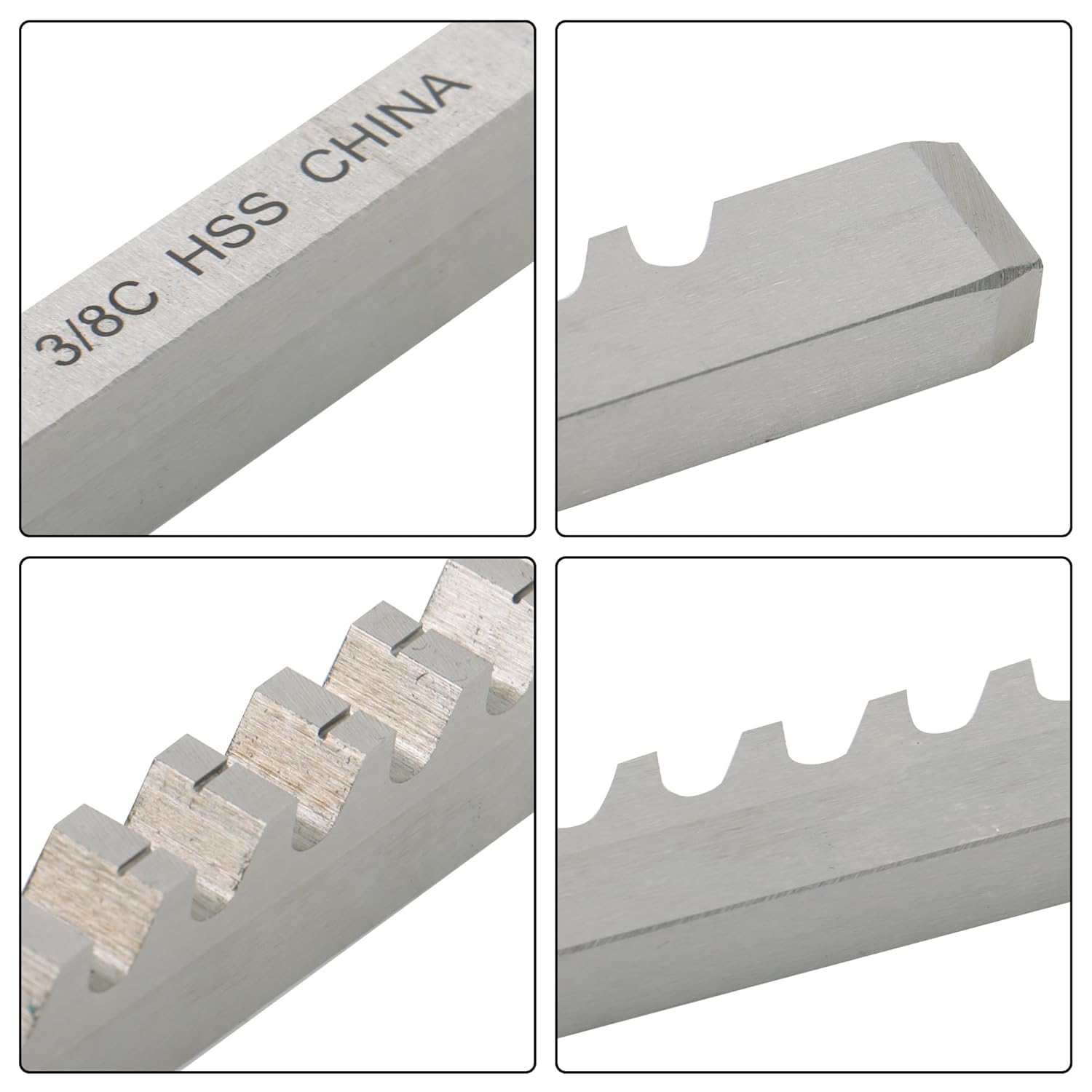 3/8" C Standard HSS Keyway Broach 3/8 X 11-3/4 Inch Push Type Keyway Cutting Tool with Shims for Metalworking, Machinery Repair, Lathe and Milling Operations