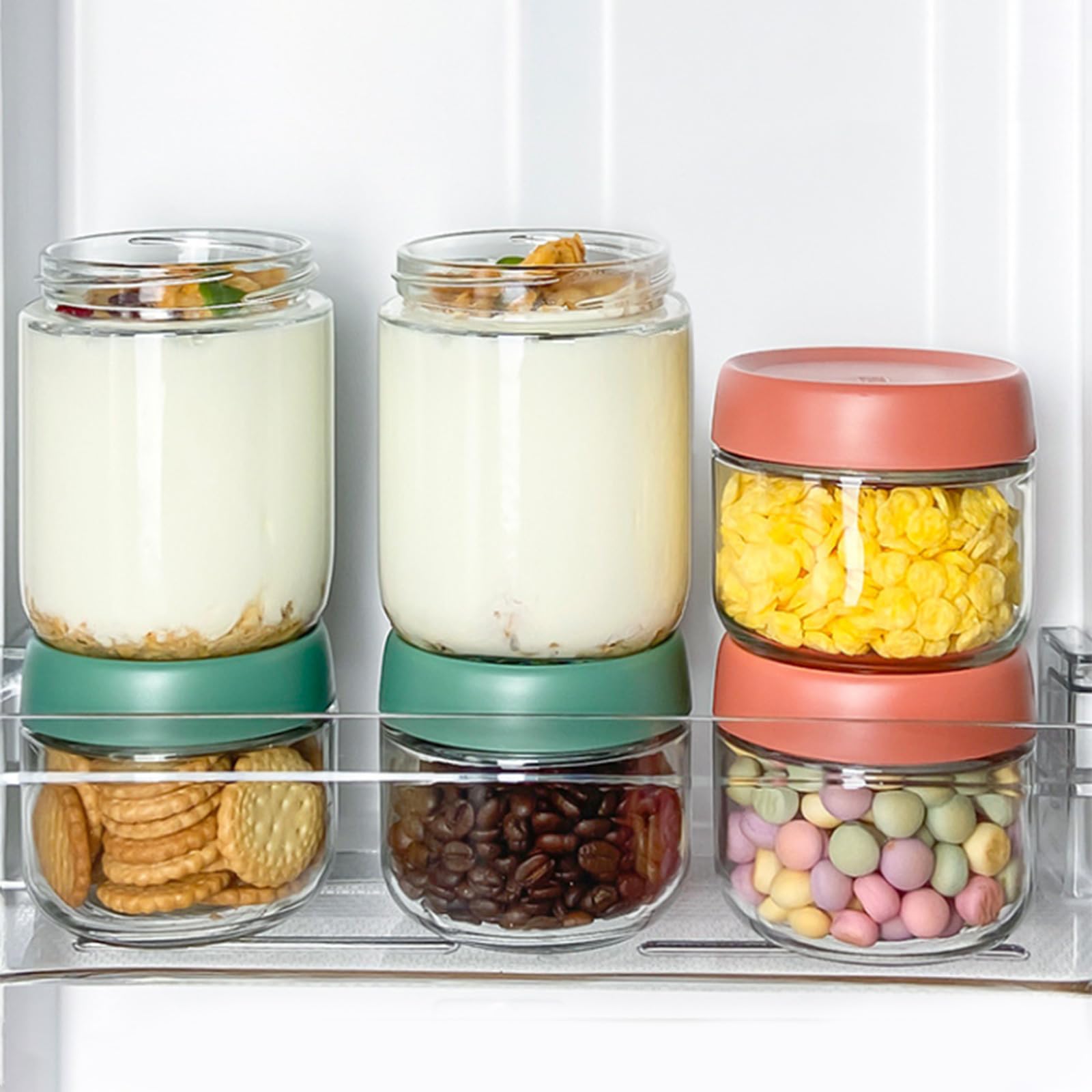 Generico Barattolo portaoggetti in Vetro Trasparente dal, 6 Pieces in Box | Barattolo sigillato in vetro multifunzionale Contenitore capacità per conservare cereali,,
