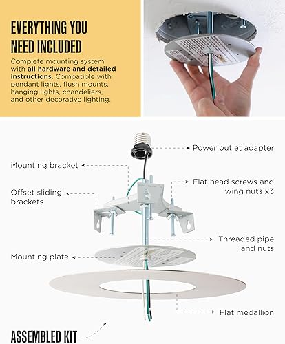 Miniatura 41 de The Can Converter - R56: Kit de conversión de luz empotrada para lámpara de techo, luces colgantes y colgantes, ventilador de techo - Incluye Latón