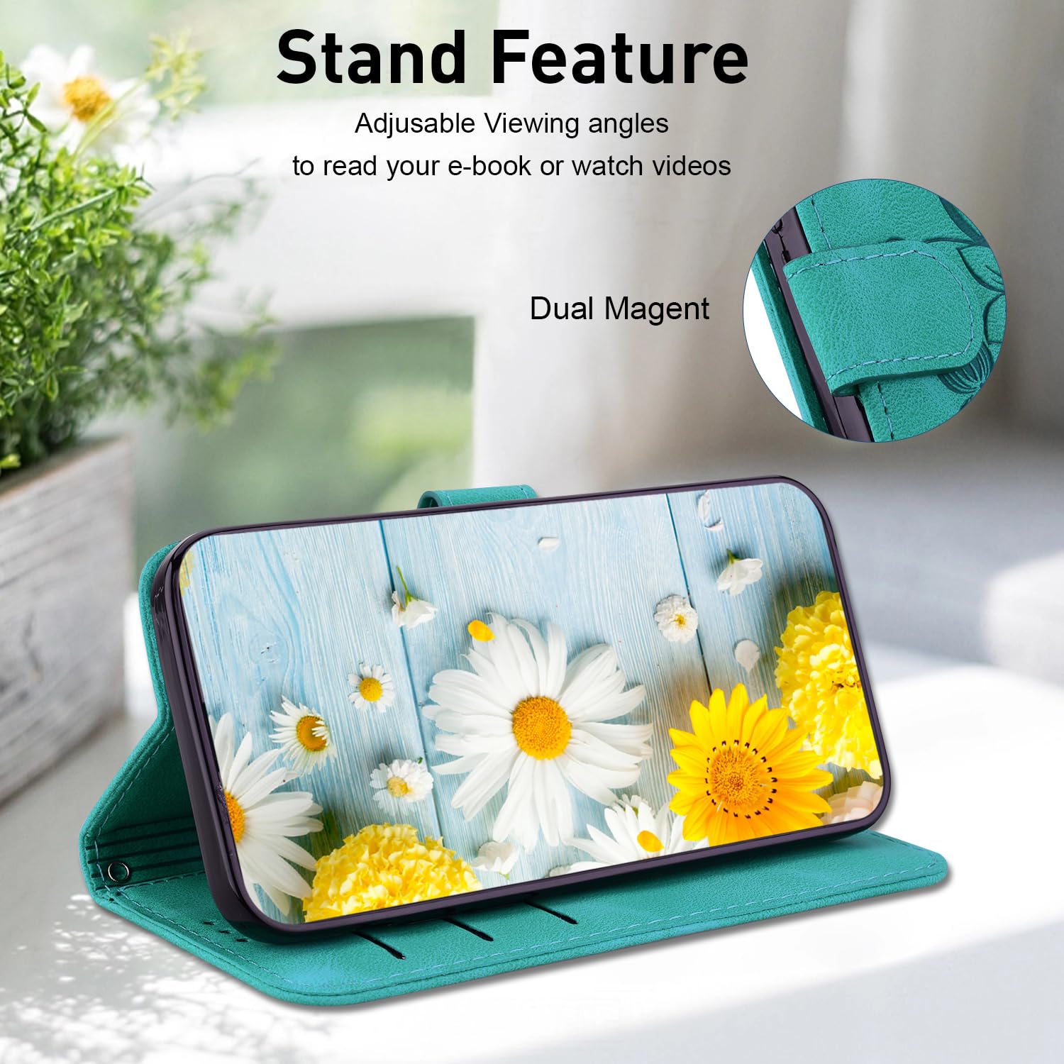 Rosbtib Case for Xiaomi MI 14 5G 6.36 inch 2023 Case PU Leather with Card Slot Stand Function Magnetic Flip Case for Xiaomi 14 5G - Image 4