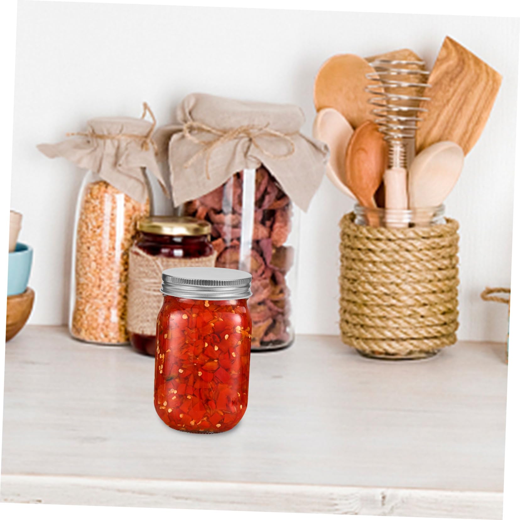 ULTECHNOVO Mason Jar Trasparente 380ml in Vetro, Bocca Larga, 4 Pezzi