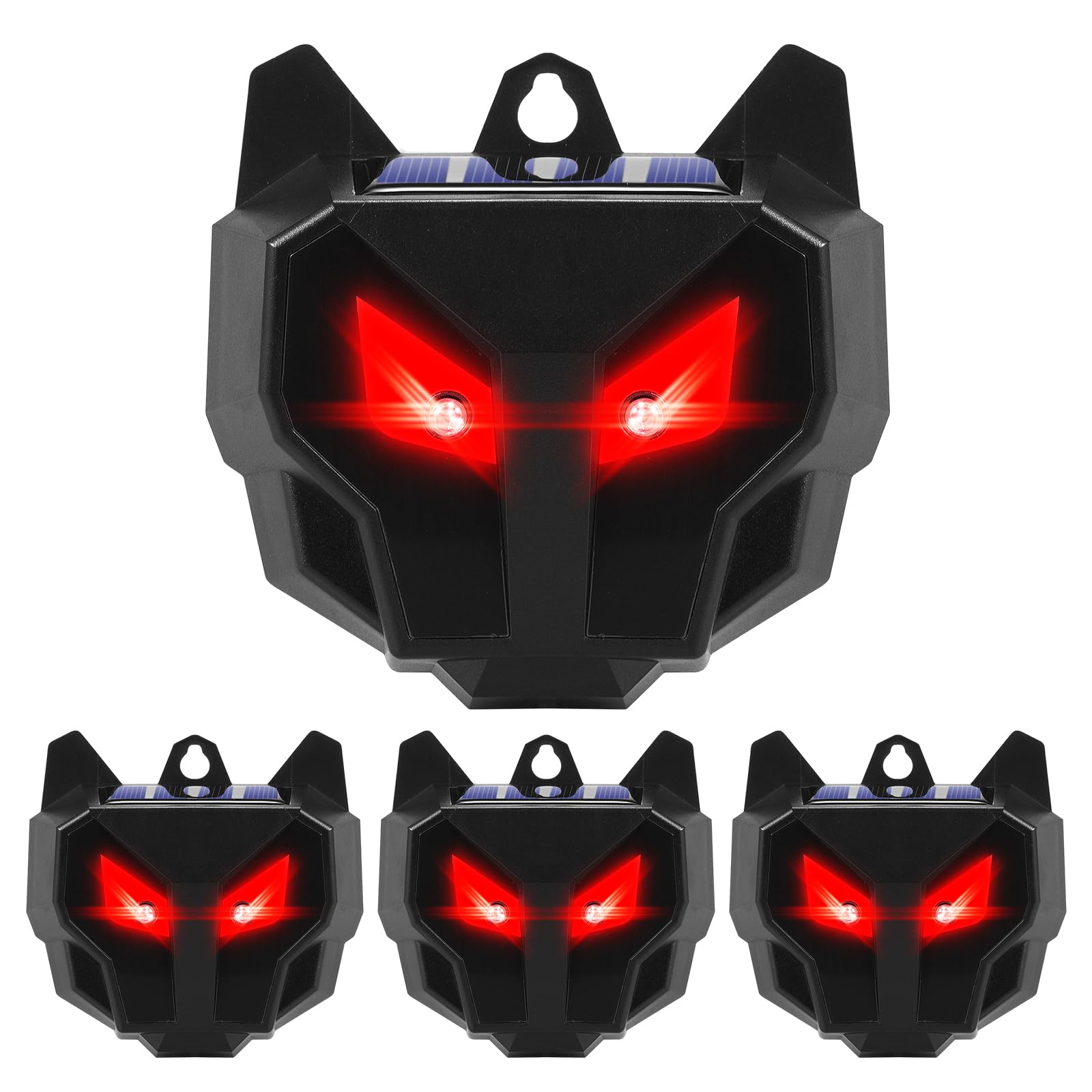 4Pcs Solar Animal Repellent, IP65 Waterproof Nocturnal Animal Deterrent Outdoor, Activated Predator Eyes with Red LED Light for Raccoon, Fox, Badgers, Wild Animal