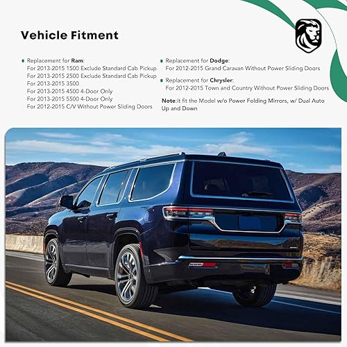 Miniatura 4 de YHTAUTO Interruptor de ventana Master Power para el lado del conductor para Chrysler Town & Country, Dodge Grand Caravan, Ram 1500 2500 3500, 3+9