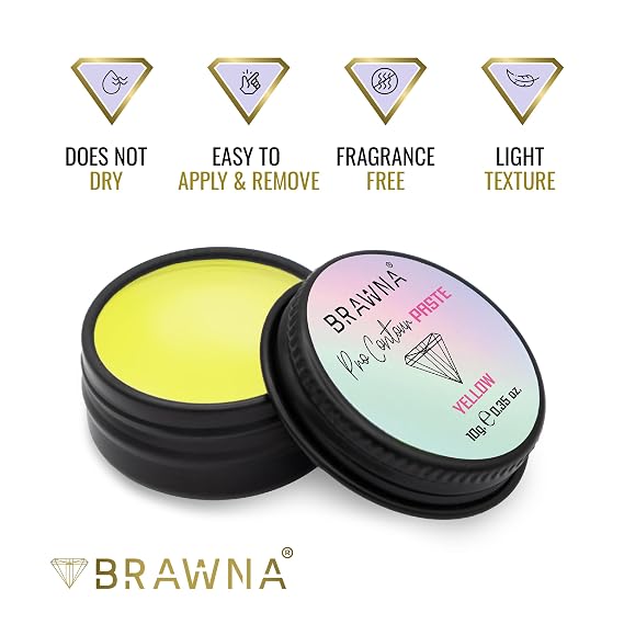 BRAWNA Pro PMU Mapping Kit for Eyebrows and Lips, 1 Contour Yellow Mapping Paste, 1 White Mapping String, 1 Angled Eyebrow Brush