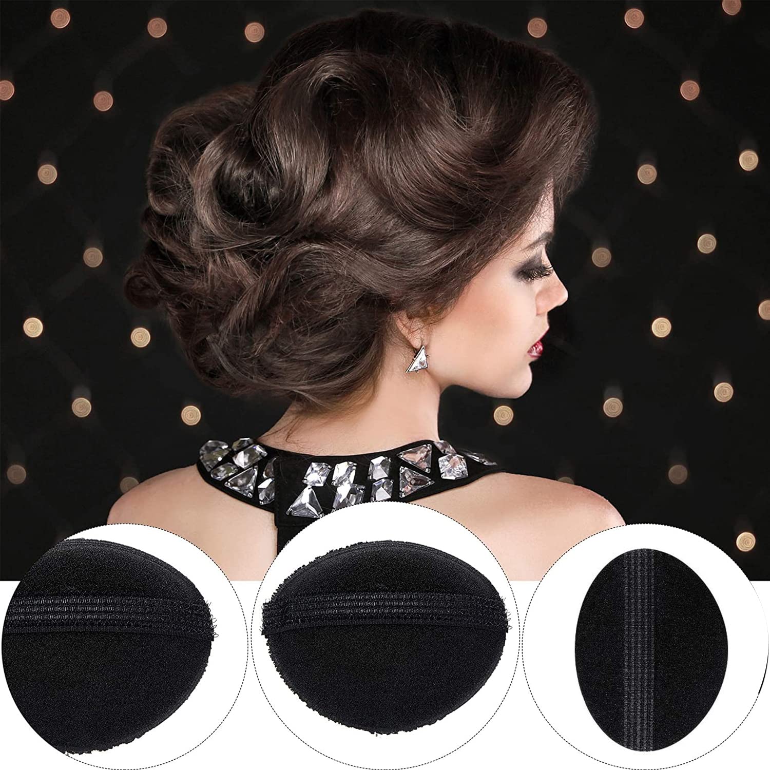 2 Pezzi Set Per Acconciature, Witbicg Invisible Fluffy Hair Clip Ciambella Chignon Piccola Facile Per Capelli Forma Della Testa e Del Viso, Accessori Per Donne e Ragazze (Nero, 2 Dimensioni)
