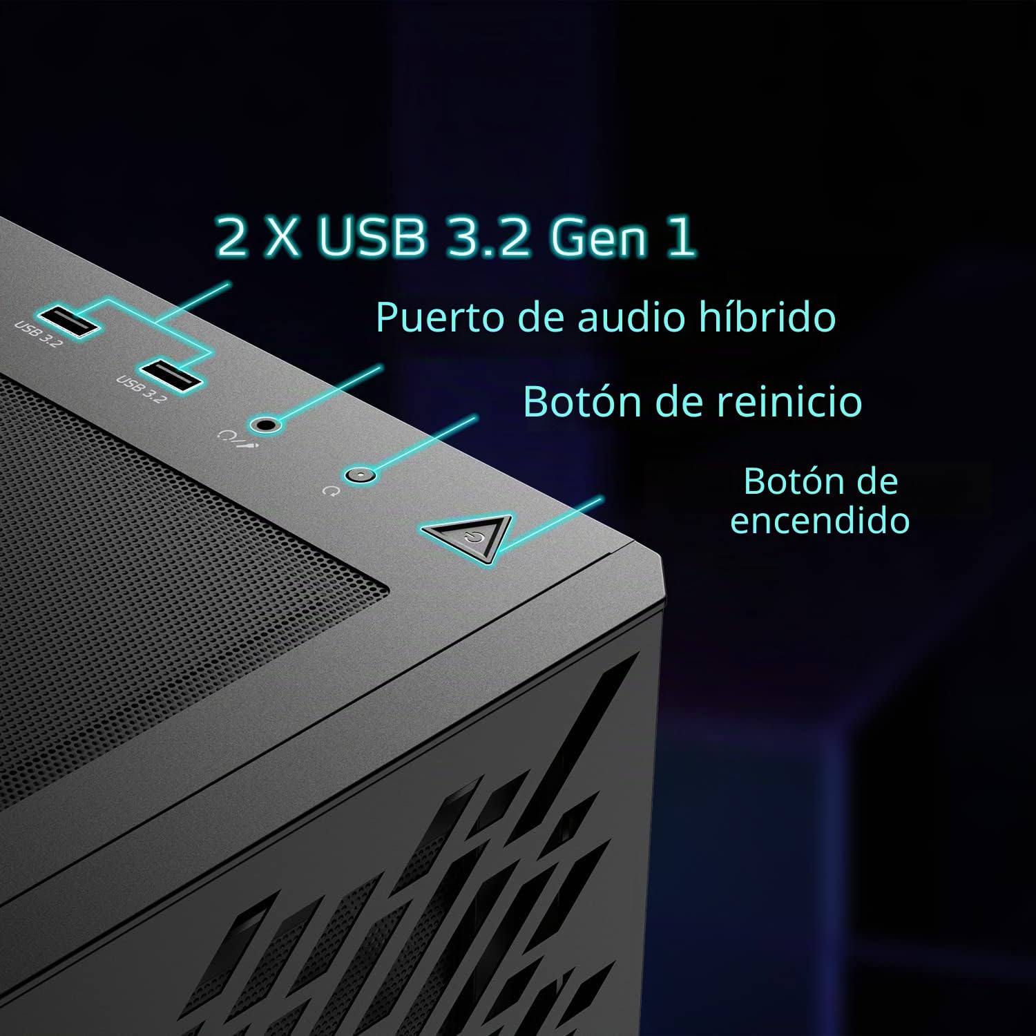 XPG Valor Air - Caja compacta para PC ATX Midi Tower (Panel Frontal de Malla magnética con diseño de patrón de Tallado aerodinámico, Filtro de Polvo extraíble, Ventiladores de 4 x 120 mm instalados,