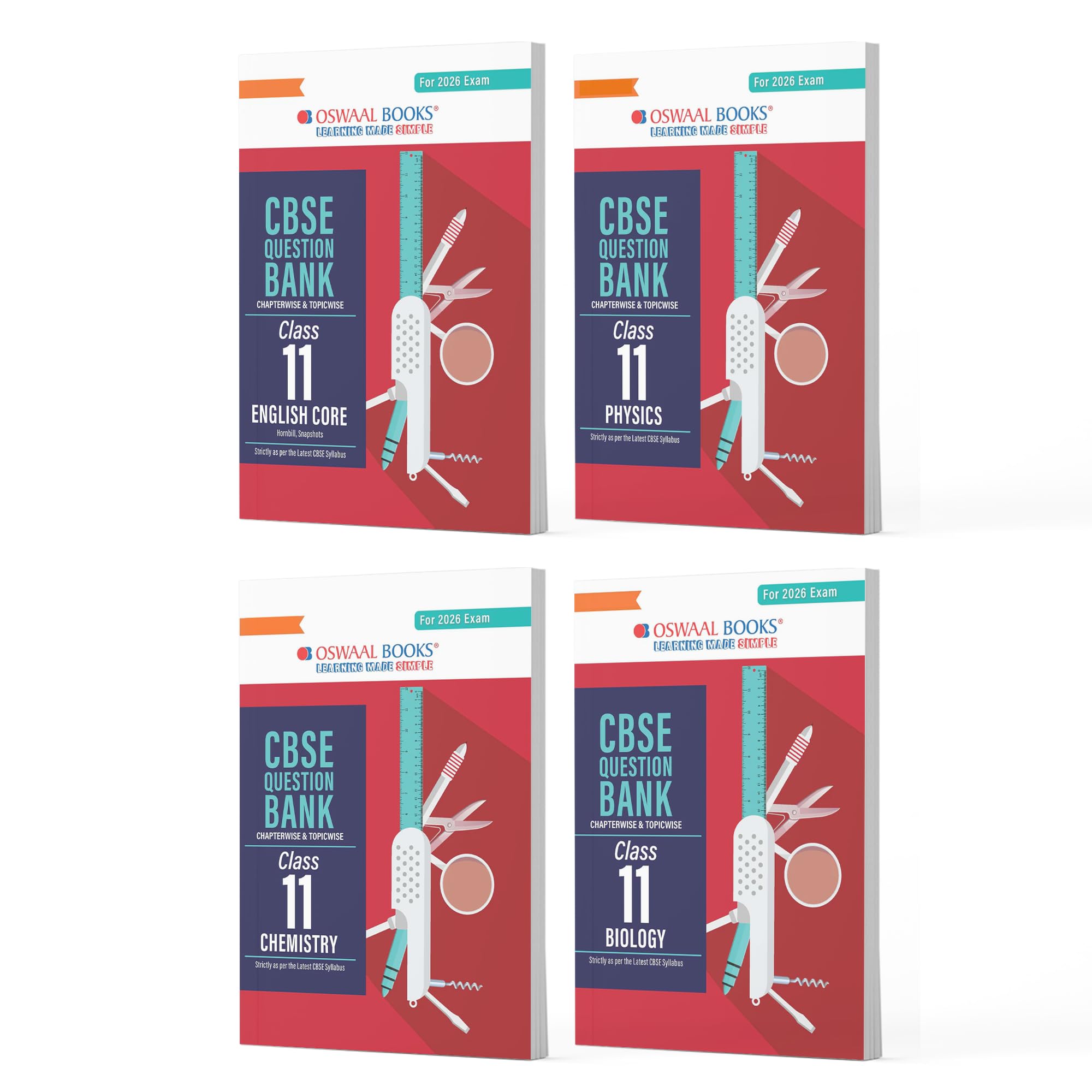 Oswaal CBSE Question Bank Class 11 Set of 4 Books | English Core | Physics | Chemistry | Biology | Chapterwise & Topicwise Solved Papers | For 2026 Exams Product Bundle – 2 April 2025