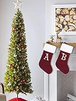 Vista 6 de Medias de Navidad de 20 pulgadas con monograma con letras, medias de Navidad súper suaves, medias grandes de monograma, medias de Navidad con letras