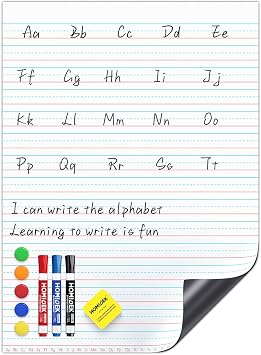 HOMiDEK Magnetic Handwriting Paper for Whiteboard - 17.5x24 in Dry Erase Writing Paper with Lines - Lined Notebook White Board with Markers, Magnet, Eraser
