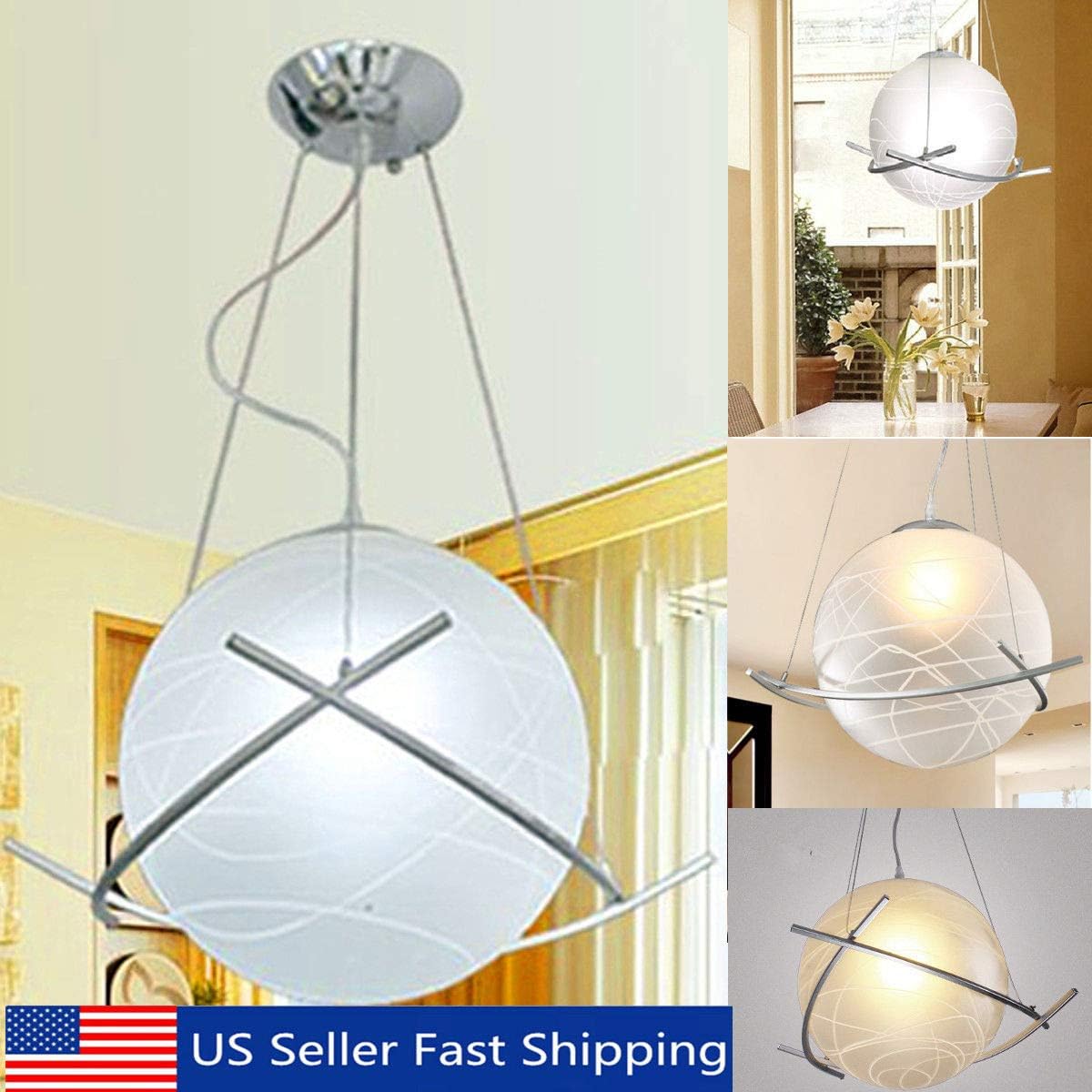 LED Modern Glass Ball Ceiling Light Suspension Pendant Lamp