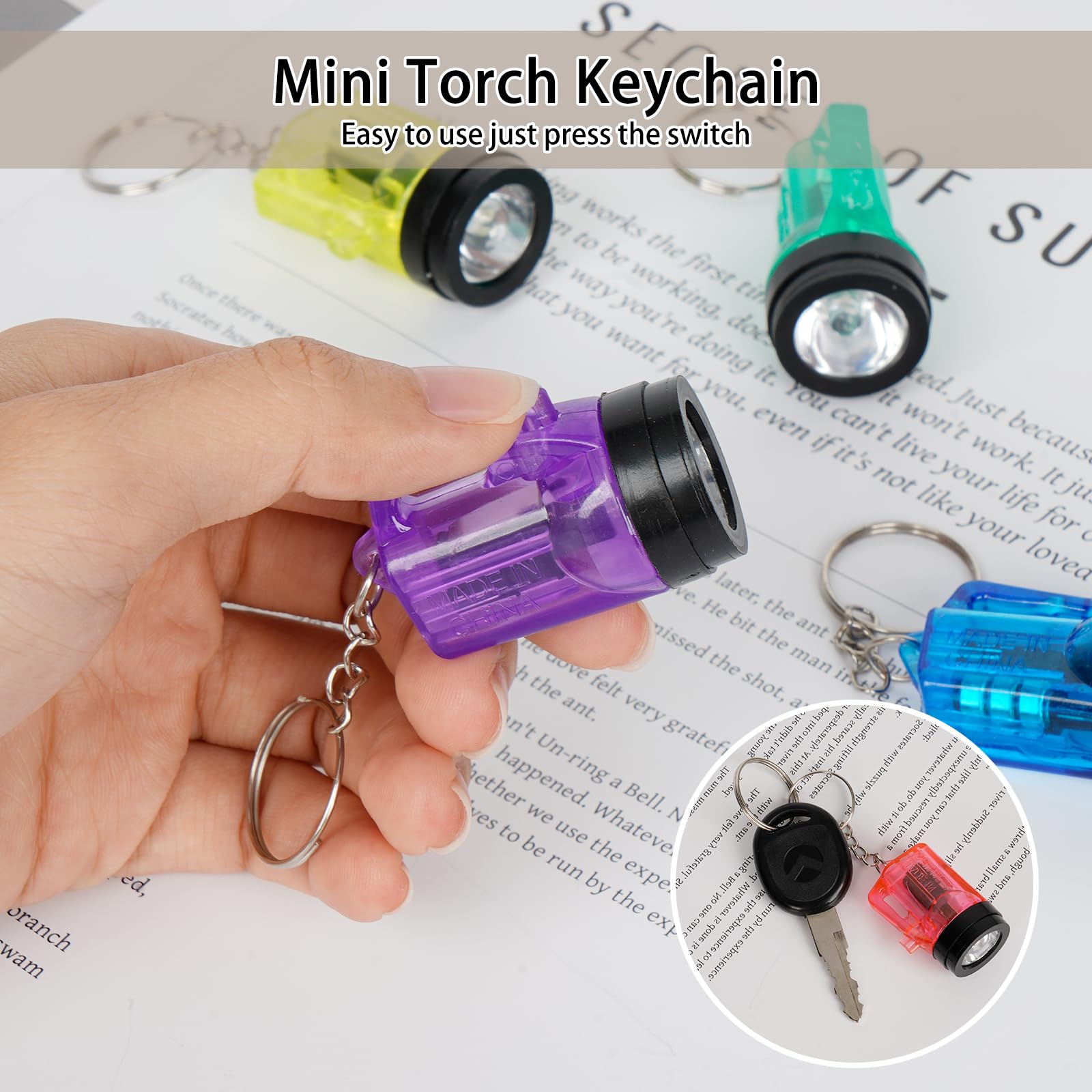 LURICO 30 Pezzi Mini Torcia LED Portachiavi 4cm per Bambini Campeggio All'aperto