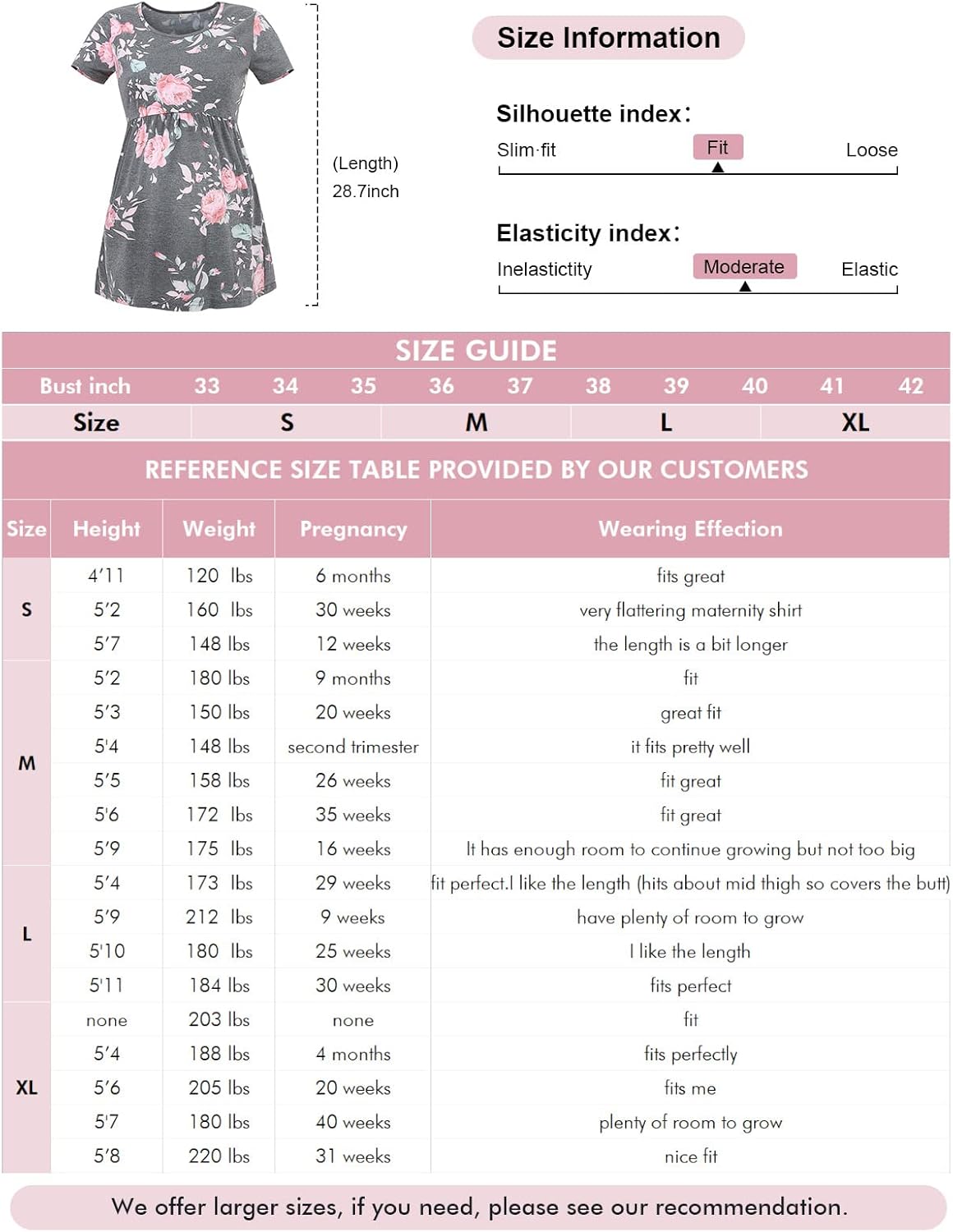 Jezero Women's Maternity Tops Short & Long Sleeve Side Ruching Round Neck Shirts - Image 5