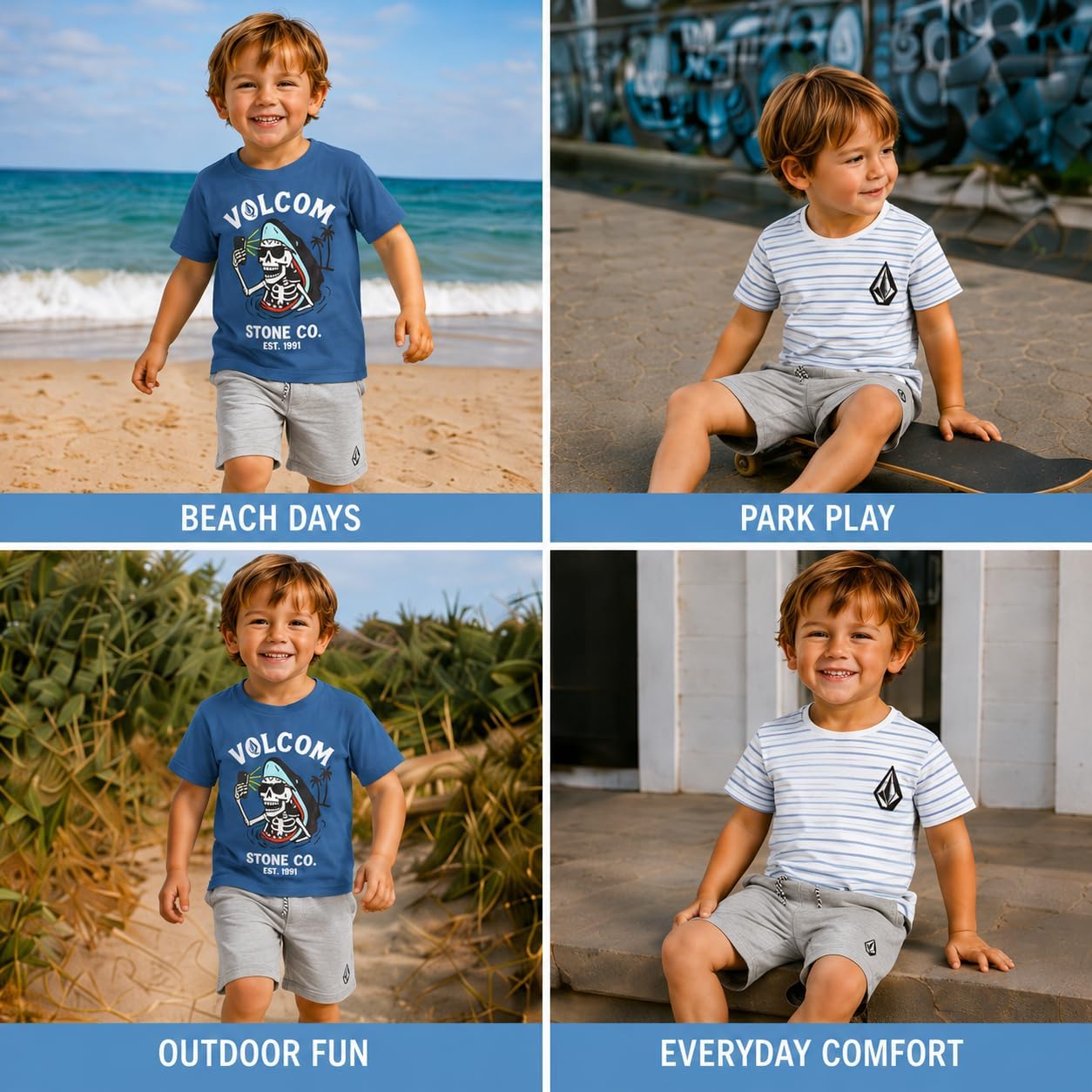 Volcom Baby Boys Shorts Set - 3 Piece Boys Graphic TShirts Tees & Toddler Shorts Set - Kids Clothing Set