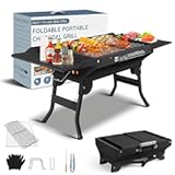 Portable Charcoal Grill Foldable Grills BBQ Grill Charcoal Small Grill for Travel, Camping, Outdoor Cooking, Backyard, Hiking, Patio Garden, Picnics, Black