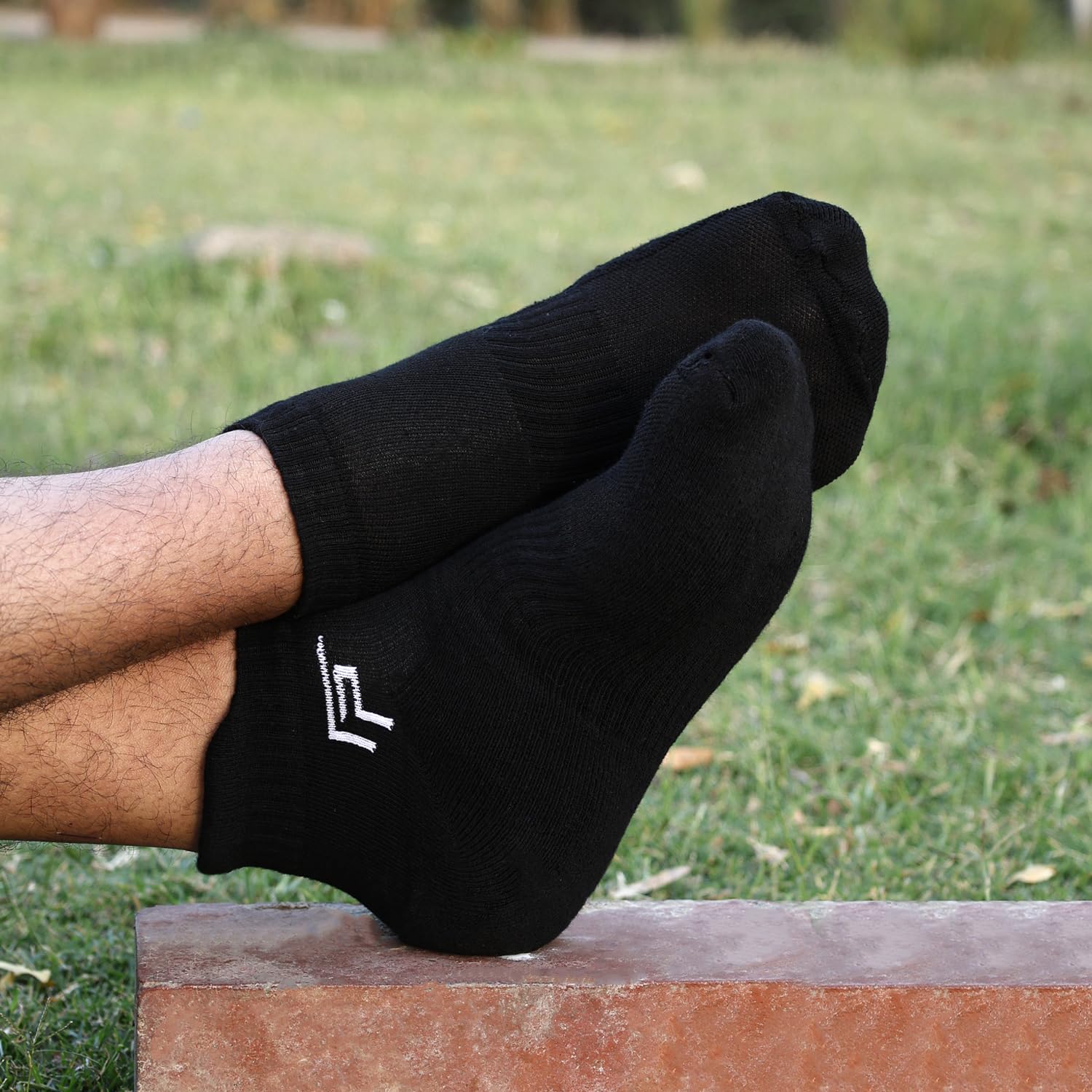 FOOTPRINTS Odour free Organic Cotton Unisex Kids Ankle Terry Sports Bamboo Socks - Black (12-15 Years) - Image 2 thumbnail