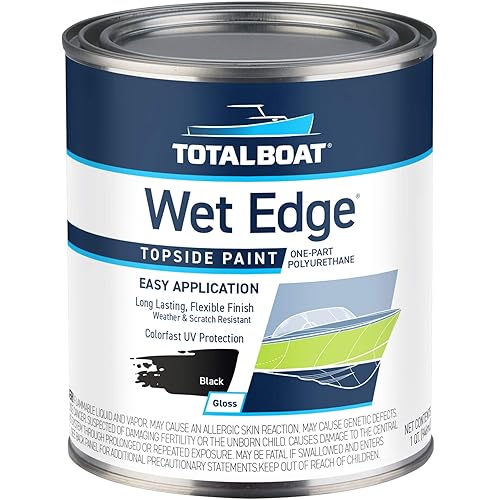 TotalBoat Wet Edge Topside Marine Paint Premium Polyurethane Coating for Boats, RVs, Exterior Trim, Fiberglass, Metal, and Wood (Black, Quart)