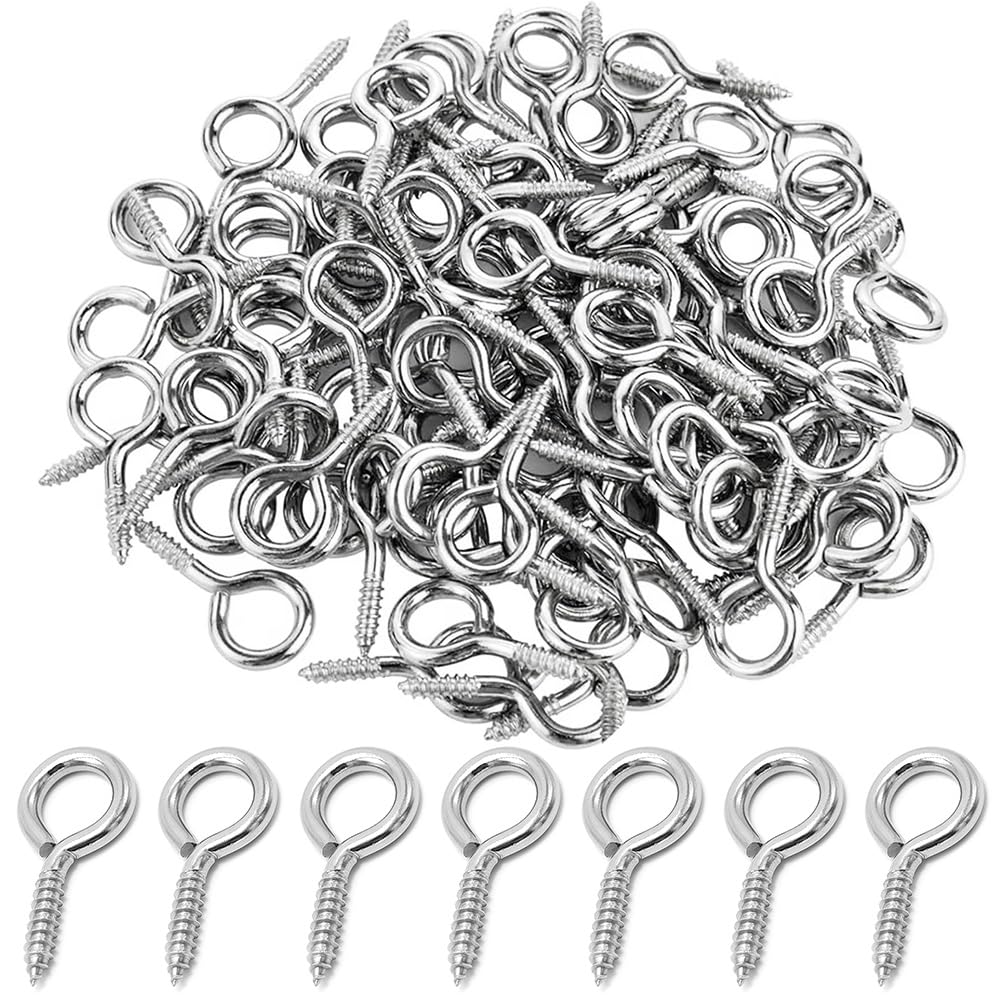 50PCS Bulloni a occhiello a vite, resistenti, viti a occhiello in acciaio inox per legno, grandi ganci antiruggine per amaca, per legare, sollevare e fissare cavi, facili da installare