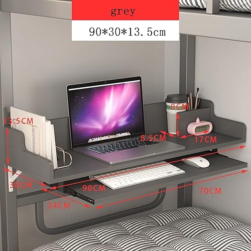 Miniatura 6 de HORV - Bandeja de cama para laptop de montaje en pared litera de mesaloft de cama mesa flotante que ahorra espacio mesa de escritura para