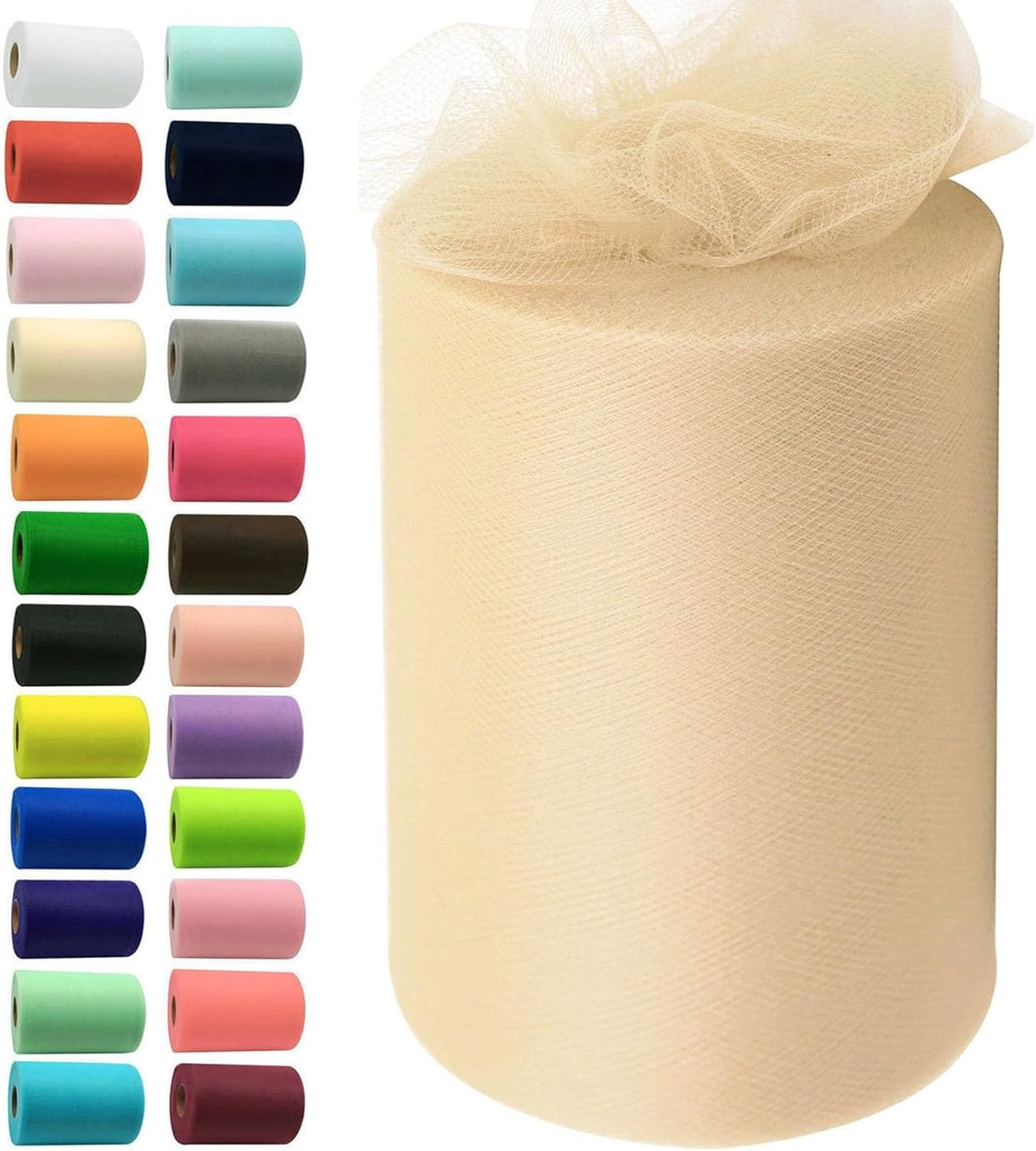Net Fabric Cloth for Multi Purpose Decoration Tulle Spool, 100% Polyester, 1 Meter x 1.52 Meter, Gift wrap, Wedding, Baby Shower, Birthday Party, Christmas, Chair Bow tie (CREAME)-image-21
