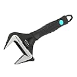 DURATECH 10-Inch Adjustable Wrench, Wide Jaw Opening Black Oxide Finish Plumbing Wrench, CR-V Steel, SAE and Metric Scale Marked, Ergonomic Grip
