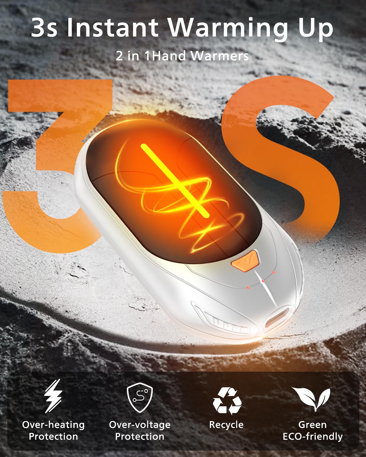 LINFOX Hand Warmers Rechargeable 2 Pack, 6000mAh Protable Electric Hand Heater, 20Hrs Heated AI Smart Chips, Tech Gifts for Men, Portable Pocket Hand Warmer for Outdoor, Golf, Raynauds(Black)