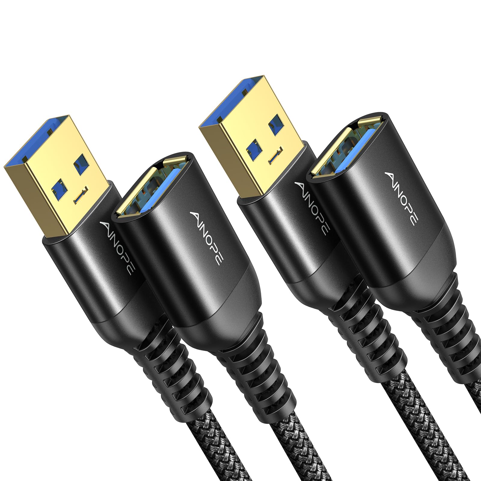AINOPE 2 Pack USB Extensions Cable High Speed USB 3.0 Extension Cord Type A Male to Female Sturdy Braided Material Fast Data Transfer Compatible with
