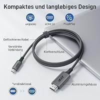 Acer USB-C - HDMI kábel 4K@60Hz, 2m - Thunderbolt 3/4 kompatibilis, alumínium-nylon borítás, iPhone 15/16, MacBook, iPad Pro, Samsung S24 ké 6