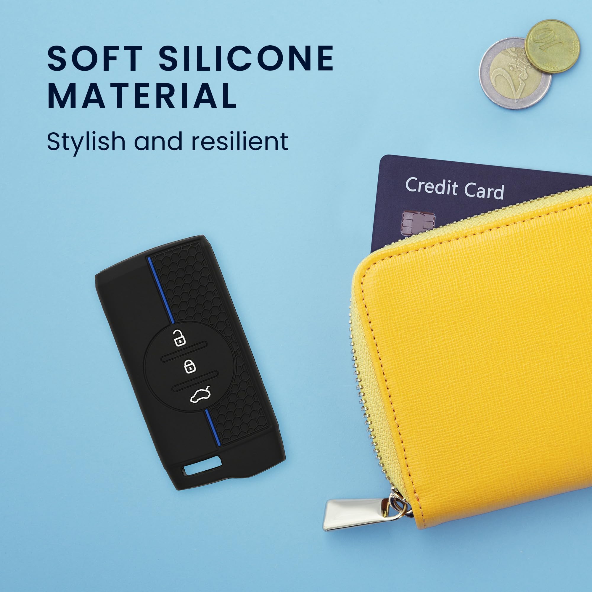 kwmobile Custodia Coprichiave Compatibile con DR 6.0 / DR 5.0 Cover - Copri Telecomando Chiave Auto - Copri Chiavi Macchina nero/blu - 5