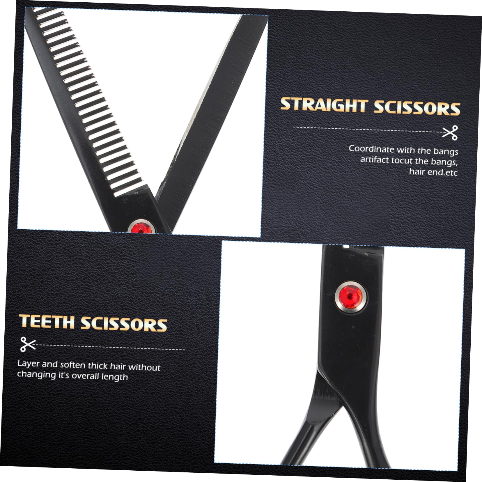 PACKOVE 2pièces Ciseaux De Coiffure Acier Avec Dents Texturisantes Pour Éclaircir Cheveux Outil De Toilettage Professionnel Pour Et Coiffeurs