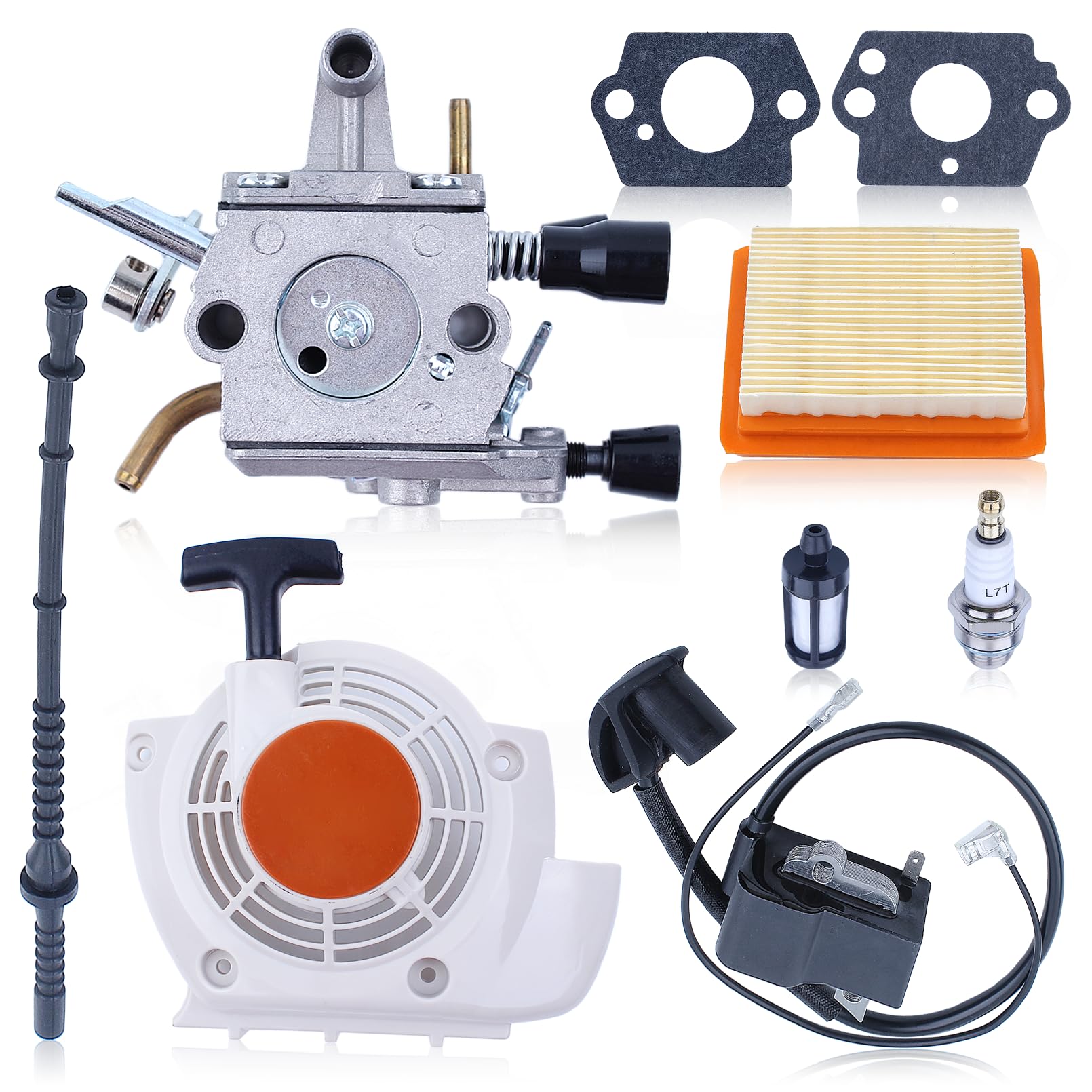 Carburatore Puleggia Rinculo Starter Kit, Per Stihl Fs120 Fs250 Fs200 Fs350 Fs300 Trimmer, Avviamento a strappo 4134 080 2101, Carburatore 4134 120 0603, Bobina di accensione 4134 120 0603