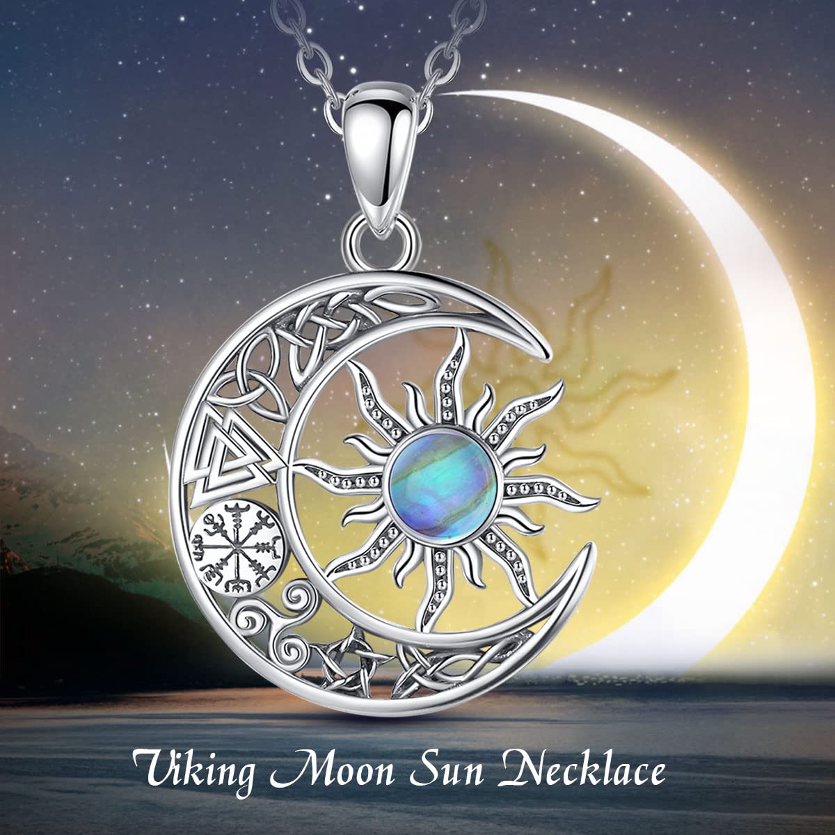 Collana in Argento Sterling con Luna e Stella per Donna, Frizzante CZ Pietra di Luna Mezzaluna Pendente Gioielleria Regalo per La Moglie Della Mamma Delle, Argento da 18"