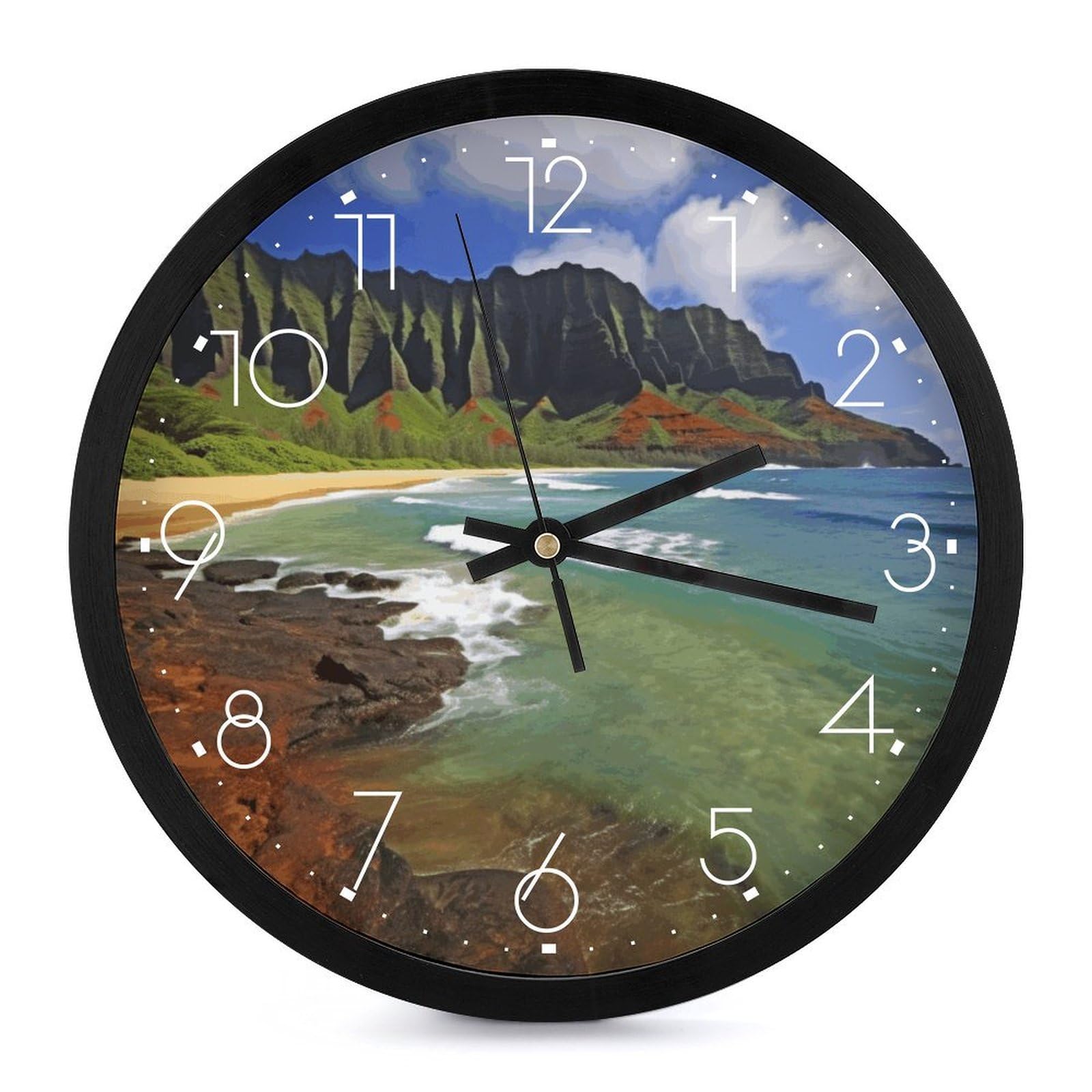 Grande horloge murale à piles Kauai Hawaï, le cadeau idéal pour décoration de salon