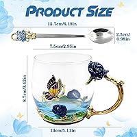 Vista 2 de Taza de té esmaltada con flores de mariposa, taza de café de cristal, San Valentín, Día de la Madre, graduación, cumpleaños, regalos de Navidad