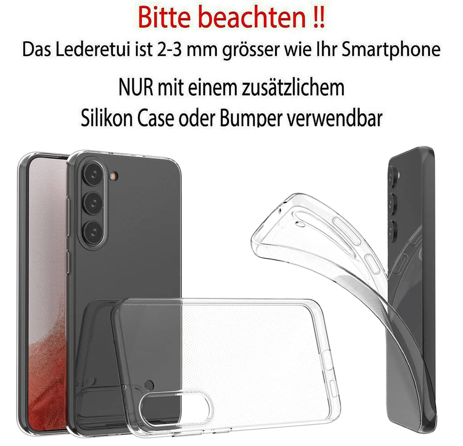 Suncase Etui Tasche kompatibel mit Samsung Galaxy S23 Plus 5G Hülle mit ZUSÄTZLICHER Case/Schale/Bumper Lasche mit Rückzugfunktion Handytasche Ledertasche Schutzhülle in antik-braun