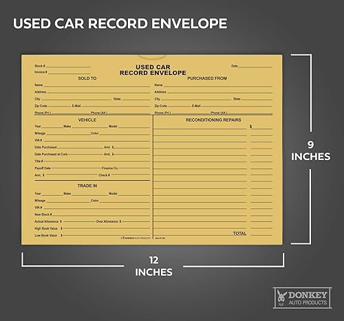 Miniatura 3 de Sobres de registro de coche usados - Chaquetas de oferta para vehículos usados (100 por paquete) (Buff)