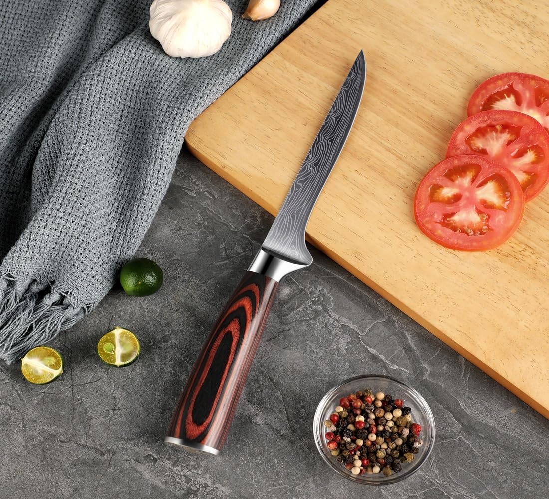 Seido Knives Master 6 Inch Boning Knife – High Carbon Stainless Steel Razor Sharp Durable Ergonomic Pakkawood Handle for Precision Cutting