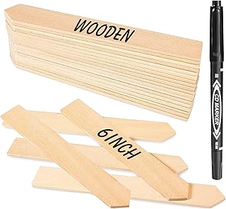 Zkptops 50Pcs Wooden Plant Labels Plant Tags 6 Inch Garden Plants Marker...