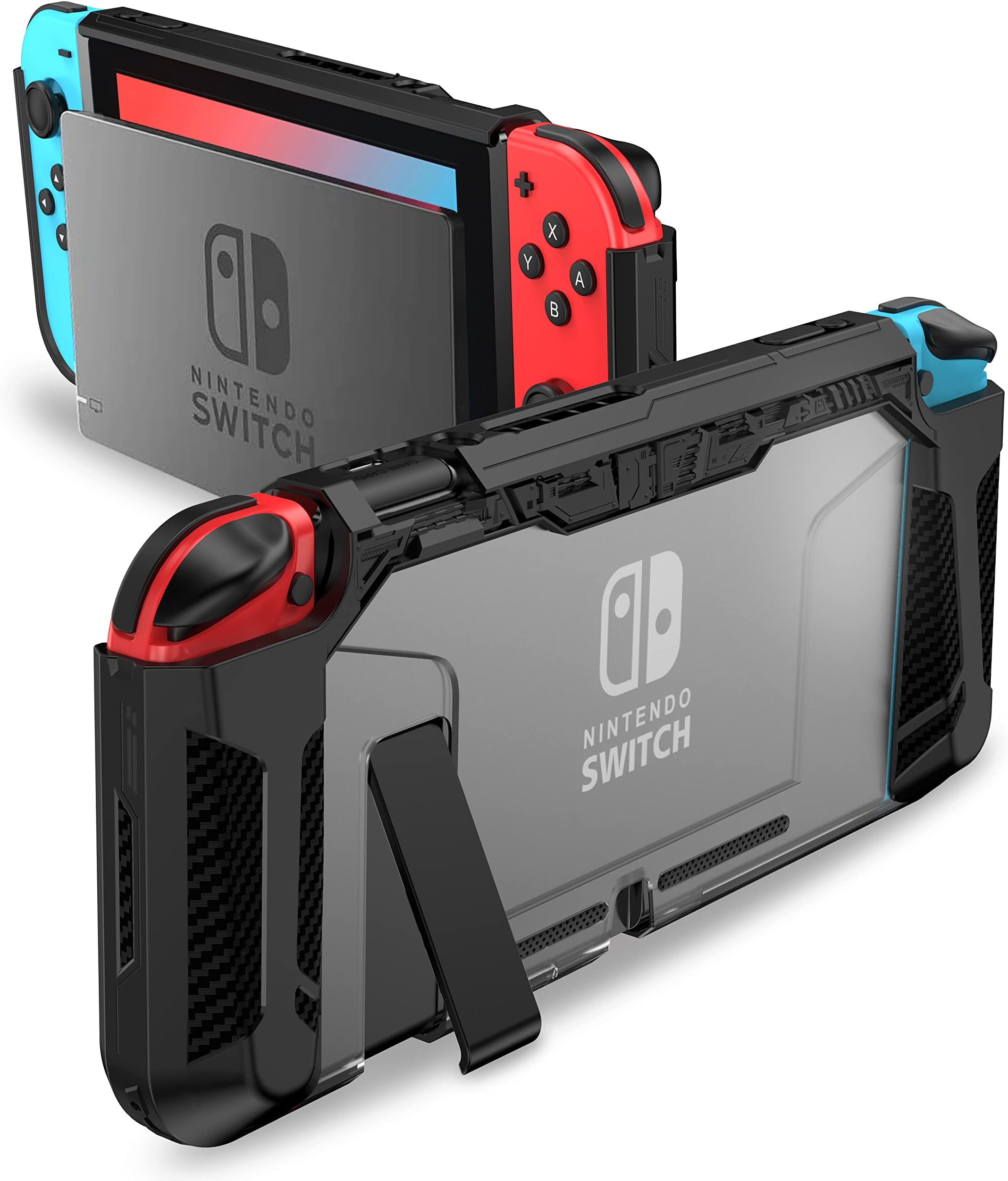PiMivco Dockable Case for Nintendo Switch 2017,Protective Case Compatible for Nintendo Switch and Joy-Con Controller ,TPU Grip Cover with Shock-Absorption and Anti-Scratch Design(Black)…